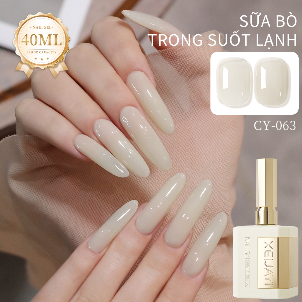 XEIJAYI 40ml - Sơn móng tay dạng gel màu trắng mơ, thích hợp cho salon và tự sơn móng tay tại nhà.