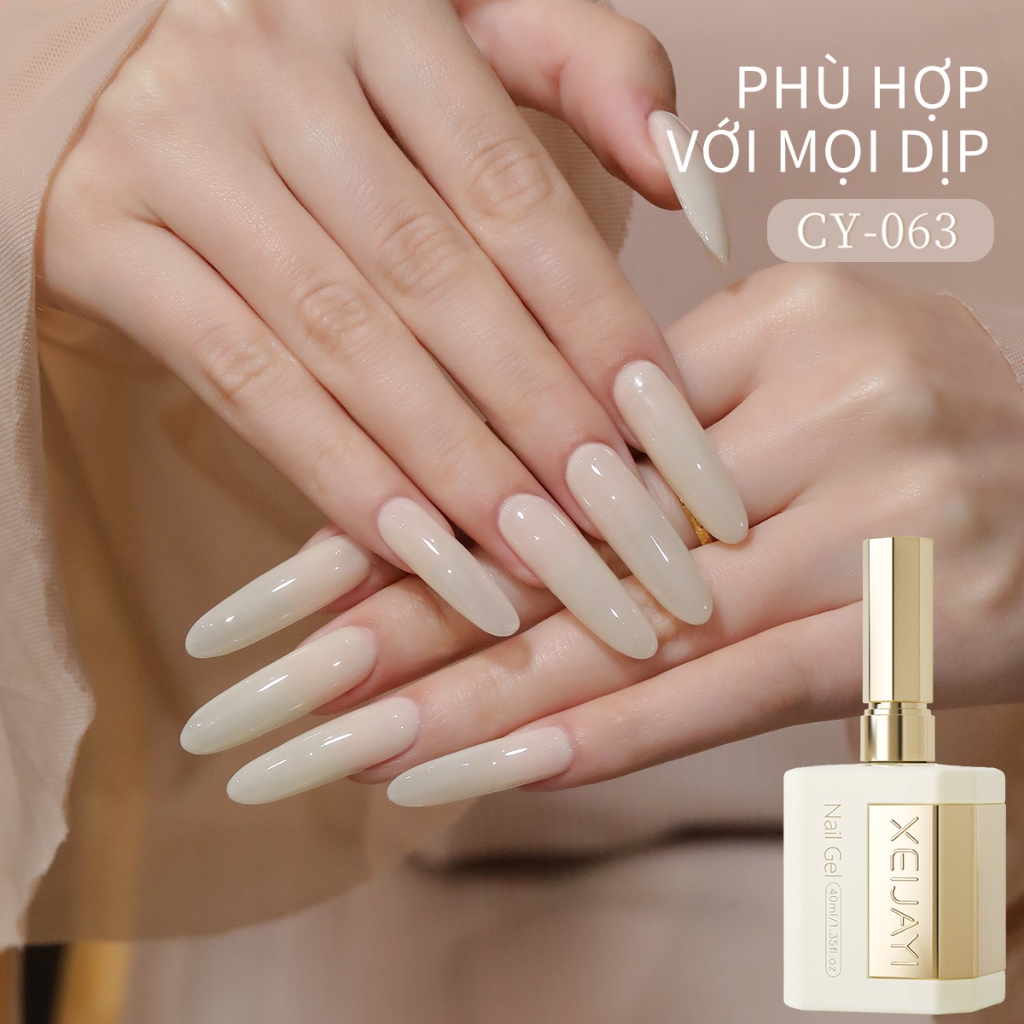 XEIJAYI 40ml - Sơn móng tay dạng gel màu trắng mơ, thích hợp cho salon và tự sơn móng tay tại nhà.