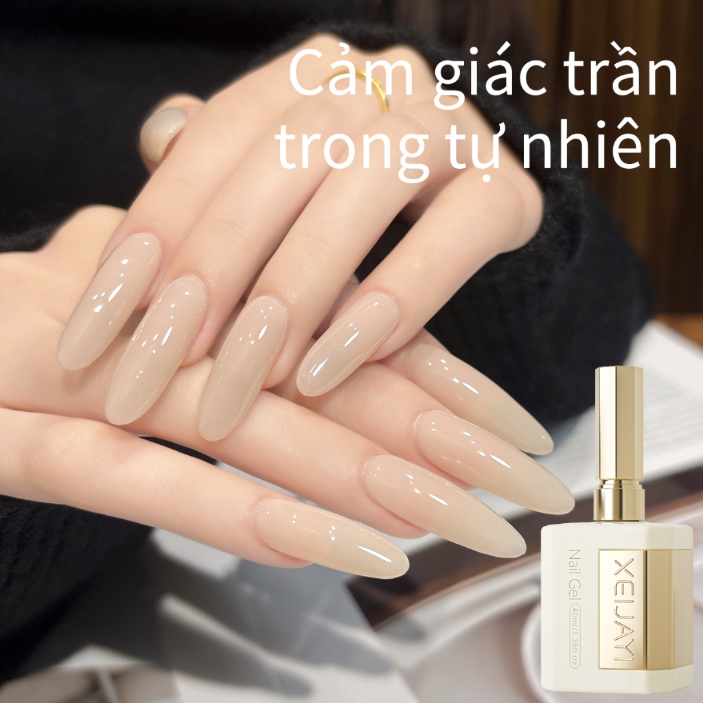 XEIJAYI 40ml - Sơn móng tay dạng gel màu nâu nude bán trong suốt, độ bóng lâu trôi, phù hợp với mọi tông da.