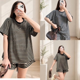 Set Bigsize Nữ Kẻ Sọc Dáng Basic, Đồ Bộ Mặc Nhà Form Rộng, Chất Mềm Mát 50-92kg SET866