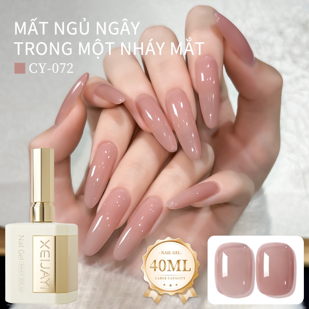 XEIJAYI 40ml - Sơn Gel Màu Hồng Nude Cổ Điển: bền chắc và sử dụng lâu dài, thích hợp cho các tiệm làm móng.