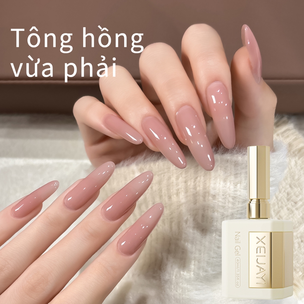 XEIJAYI 40ml - Sơn Gel Màu Hồng Nude Cổ Điển: bền chắc và sử dụng lâu dài, thích hợp cho các tiệm làm móng.