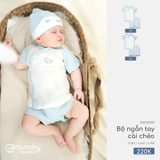 0-6m | Bubaby Bộ ngắn tay cài chéo SBB130800 cao cấp cho bé trai và bé gái chất liệu mềm mại mỏng nhẹ thoáng mát an toàn