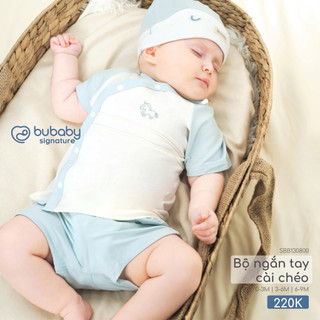 0-6m | Bubaby Bộ ngắn tay cài chéo SBB130800 cao cấp cho bé trai và bé gái chất liệu mềm mại mỏng nhẹ thoáng mát an toàn