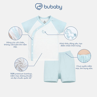 0-6m | Bubaby Bộ ngắn tay cài chéo SBB130800 cao cấp cho bé trai và bé gái chất liệu mềm mại mỏng nhẹ thoáng mát an toàn
