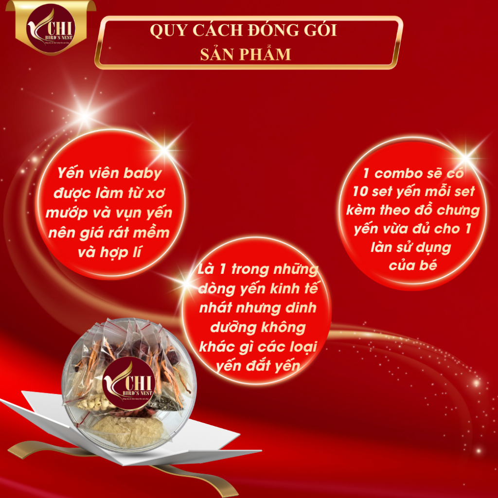 Combo 10 Túi Yến Tinh Chế Vụn Baby  - Hỗ Trợ Cho Bé Biếng Ăn , Tăng Đề Kháng   -  Yến Sào Yén Chi - Yến Tinh Chế YETC 00