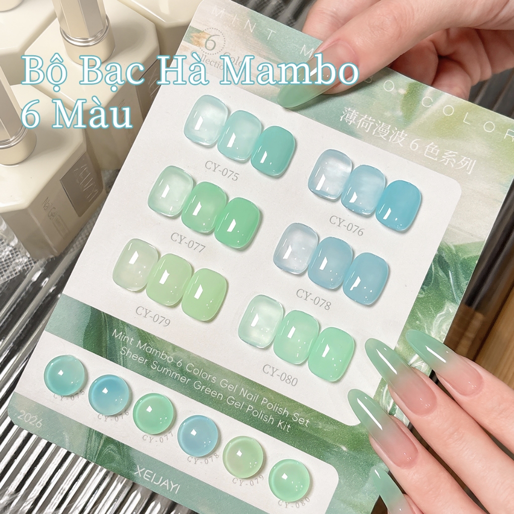 XEIJAYI 40ml — Sơn móng tay dạng gel màu xanh bạc hà và xanh nhạt mới cho mùa hè, cỡ lớn.