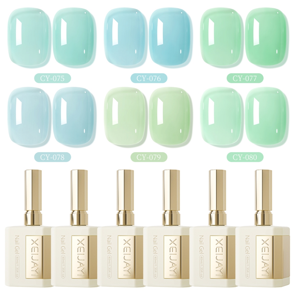 XEIJAYI 40ml — Sơn móng tay dạng gel màu xanh bạc hà và xanh nhạt mới cho mùa hè, cỡ lớn.