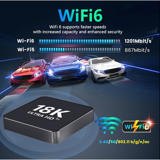 Hộp TV thông minh 18K Phiên bản mới nhất 13.0 Mở khóa các kênh đầy đủ 5G WIFI Hỗ trợ các thiết bị bên ngoài USB Flash Dr