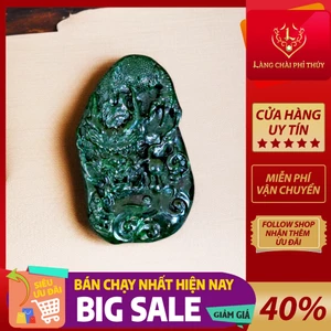 Dây chuyền khắc Rồng Lục Phỉ ngọc phỉ thúy Myanmar chạm khắc tinh xảo