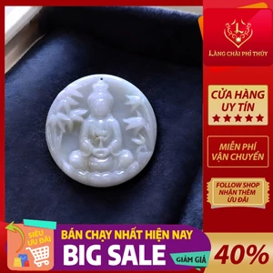 Dây chuyền Quan Âm Bạch Ngọc Điểm Hoàng Phỉ – Phỉ Thúy Thiên Nhiên Type A