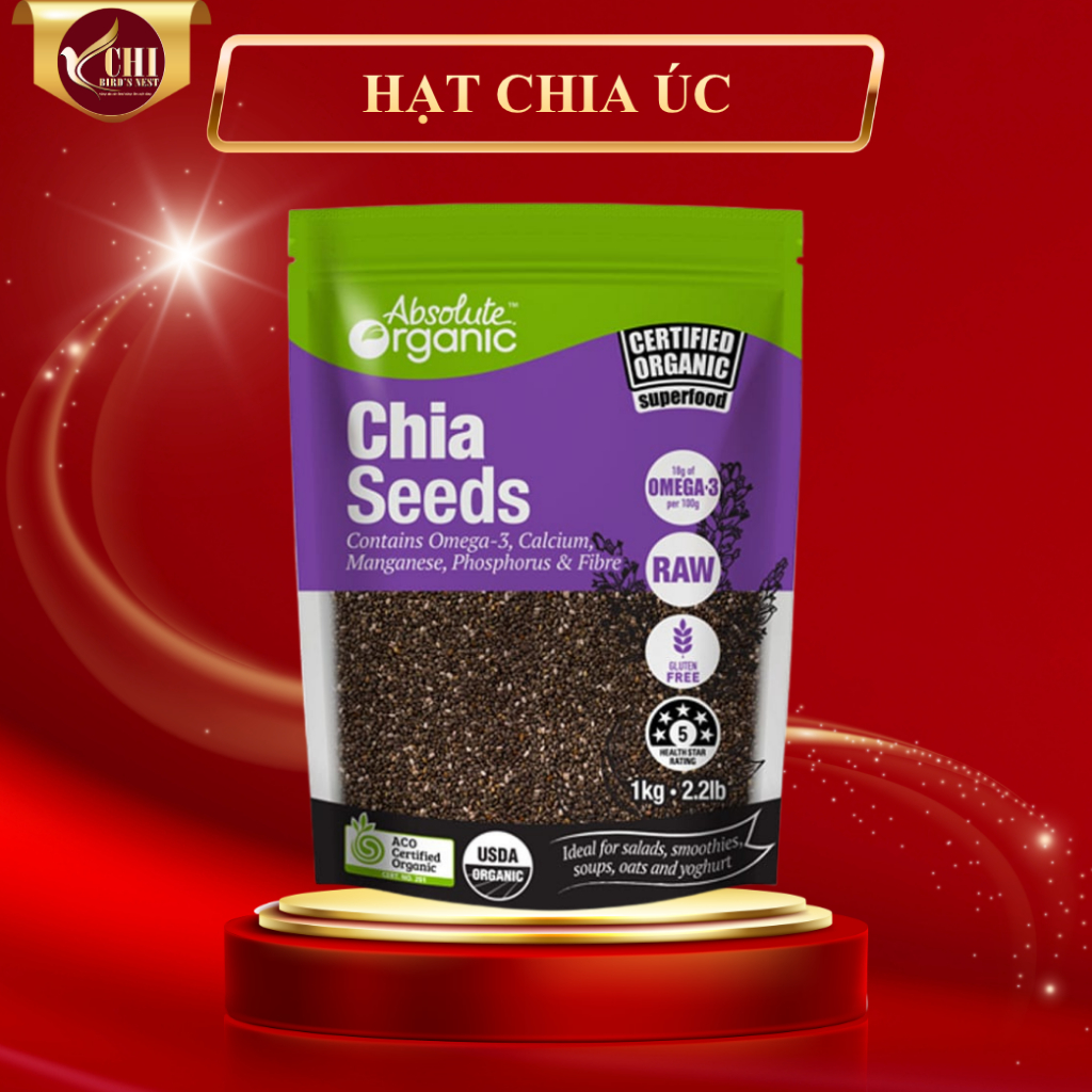 Hạt Chia Úc Absolute Chuẩn Organic Chất Lượng Sạch Đều Đẹp Ăn Kiêng Nấu chè/Trà thanh nhiệt/Nước chanh