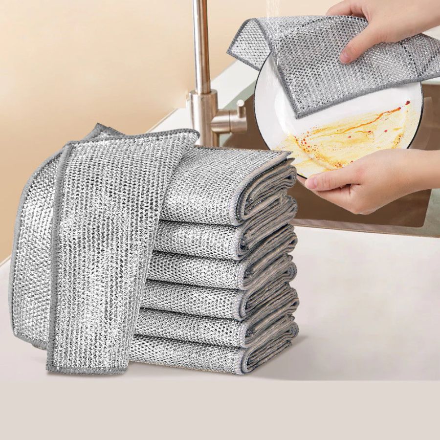 Khăn rửa chén lưới kim loại, rửa chén xoong nồi, các vật dụng đa năng, sạch sẽ