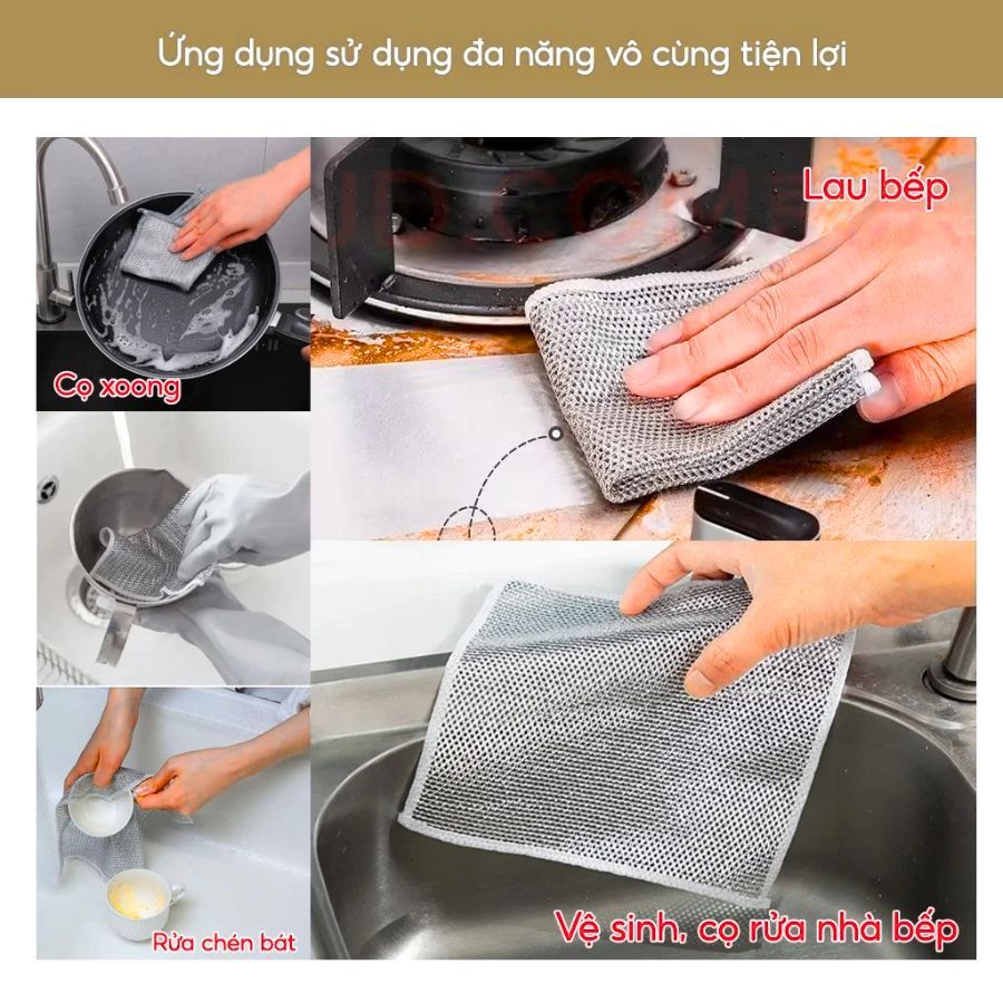 Khăn rửa chén lưới kim loại, rửa chén xoong nồi, các vật dụng đa năng, sạch sẽ
