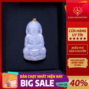 Dây chuyền Quan Âm Phỉ Thúy thiên nhiên Băng chủng - móc v.18