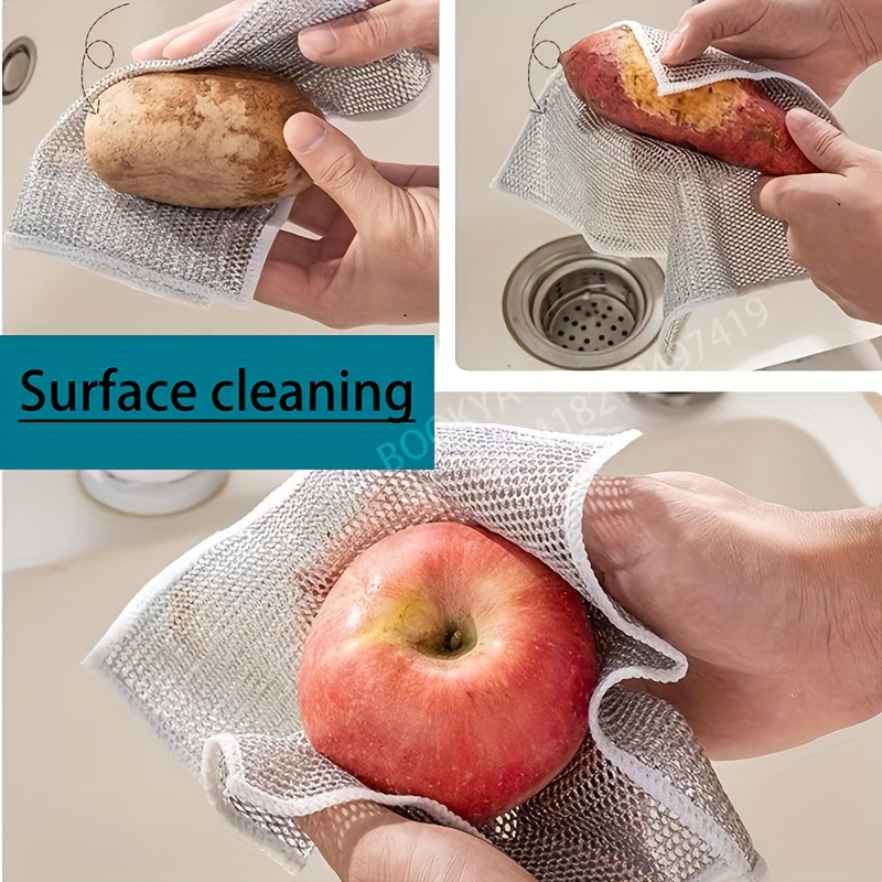 Khăn rửa chén lưới kim loại, rửa chén xoong nồi, các vật dụng đa năng, sạch sẽ