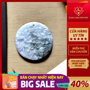 Mặt dây phỉ thúy Sơn thủy bài hoa bay xanh - Phụ Kiện Trang Trí Xe Phong Thủy - Phụ kiện trưng bày
