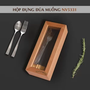 Hộp Đựng Đũa Muỗng Có Nắp Để Bàn, Hộp Gỗ Đựng Đũa Cao Cấp NV5331