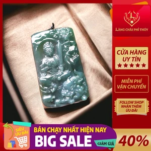 Dây chuyền Văn Thù Sư Lợi Bồ Tát chạm khắc thủ công tinh xảo - Phỉ thúy tuyp A