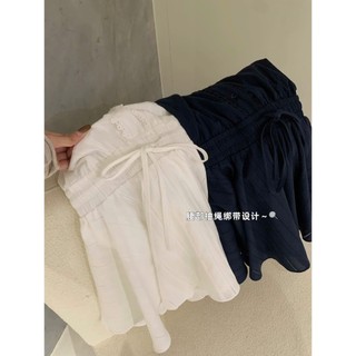 Váy bèo tầng ngắn vải đũi xốp co giãn eo thắt nơ dây