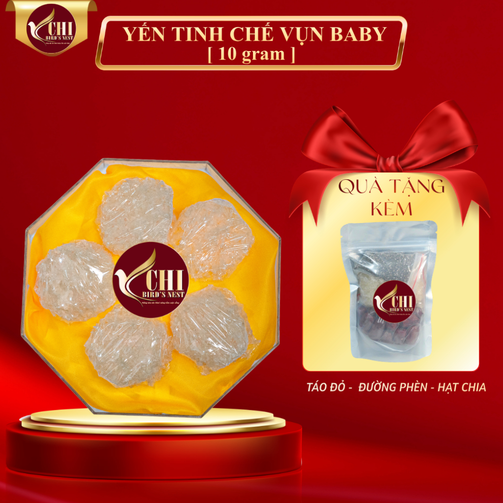 Yến Vụn Đắp Tổ Dạng Viên Baby Dùng Thử 10 Gram Nguyên Chất 100% - Yến Sào Yến Chi - Yến Tinh Chế YETC 002