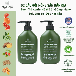 02 Dầu Gội Thảo Dược Bưởi - Hà Thủ Ô - Trà Xanh - Gừng - Nghệ MaySon