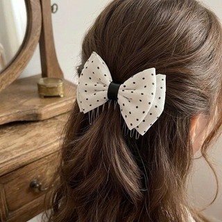 SET KẸP TÓC NƠ CHẤM BI LƯỢC CÀI 2 CÁI ĐEN/TRẮNG | KẸP TÓC NỮ GIỮ CHẮC KHÔNG TUỘT PHONG CÁCH HÀN QUỐC