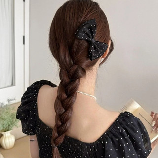 SET KẸP TÓC NƠ CHẤM BI LƯỢC CÀI 2 CÁI ĐEN/TRẮNG | KẸP TÓC NỮ GIỮ CHẮC KHÔNG TUỘT PHONG CÁCH HÀN QUỐC
