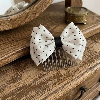 SET KẸP TÓC NƠ CHẤM BI LƯỢC CÀI 2 CÁI ĐEN/TRẮNG | KẸP TÓC NỮ GIỮ CHẮC KHÔNG TUỘT PHONG CÁCH HÀN QUỐC