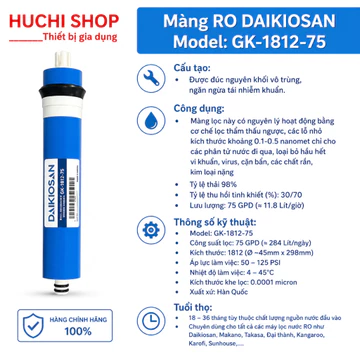 MÀNG RO DAIKIOSAN GK-1812-75 – LÕI LỌC SỐ 4 CAO CẤP CHO MÁY LỌC NƯỚC