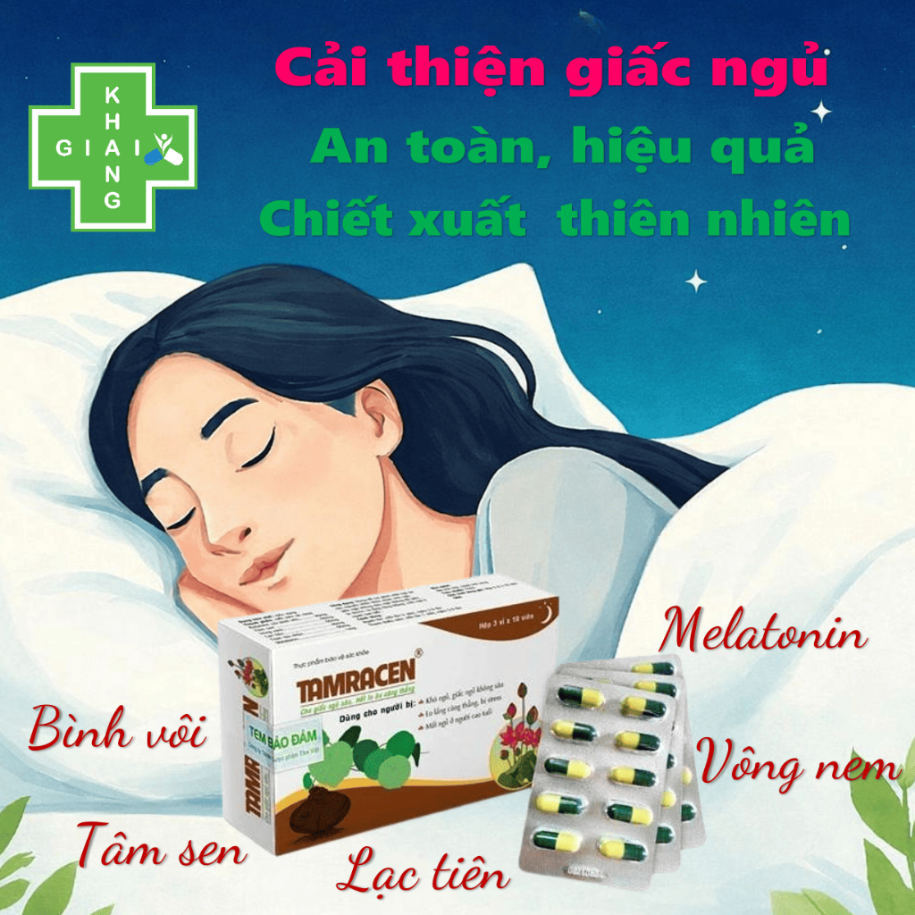 Viên uống Tamracen hỗ trợ tạo giấc ngủ ngon, hạn chế căng thẳng, hồi hộp, lo âu từ thiên nhiên (Hộp 30 viên)
