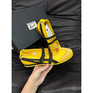 [HÀNG SẴN-SC]Giày búp bê quai dán đế bệt tiger ballet màu vàng êm nhẹ-cá tính,sneaker giày lười lolita nữ ba lê viền bèo