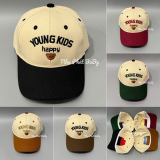 [ 4 TUỔI - 10 TUỔI ] MŨ LƯỠI TRAI GẤU YOUNG KIDS CHO BÉ TRAI - NÓN KẾT THÊU CON GẤU CHO TRẺ EM pigshop