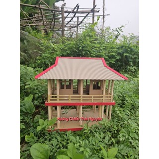 Mô hình lắp ghép nhà sàn Bác Hồ bằng bìa carton và gỗ thông đẹp nhất
