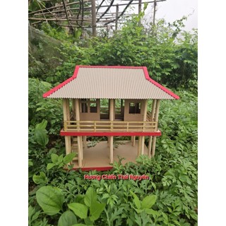 Mô hình lắp ghép nhà sàn Bác Hồ bằng bìa carton và gỗ thông đẹp nhất