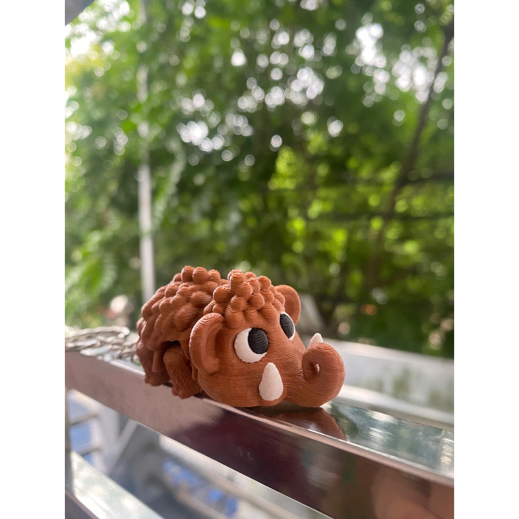 Móc Khóa Voi Ma Mút 3D Dễ Thương – Đồ Chơi Mini In PLA, Linh Hoạt, Quà Tặng Xinh Xắn