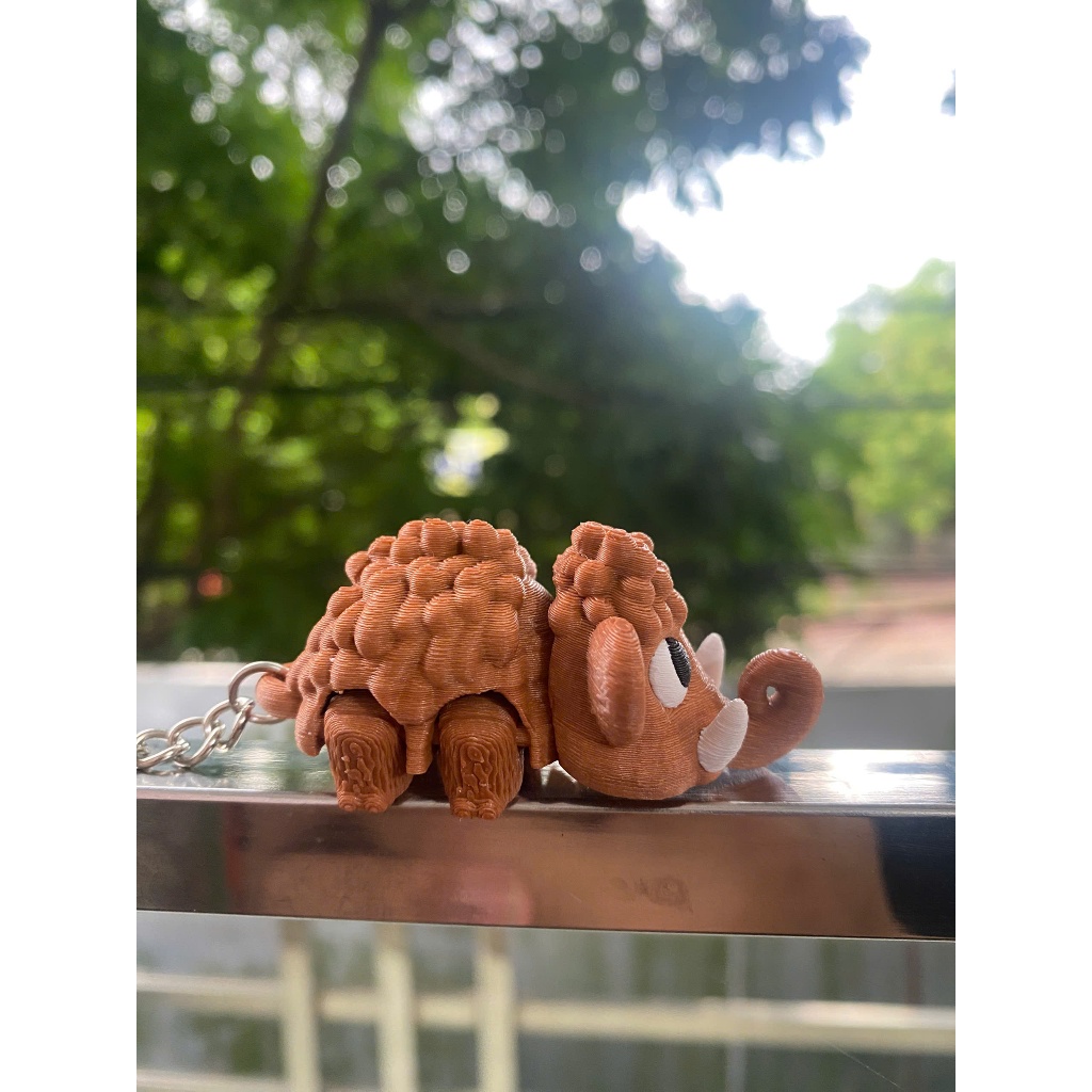 Móc Khóa Voi Ma Mút 3D Dễ Thương – Đồ Chơi Mini In PLA, Linh Hoạt, Quà Tặng Xinh Xắn