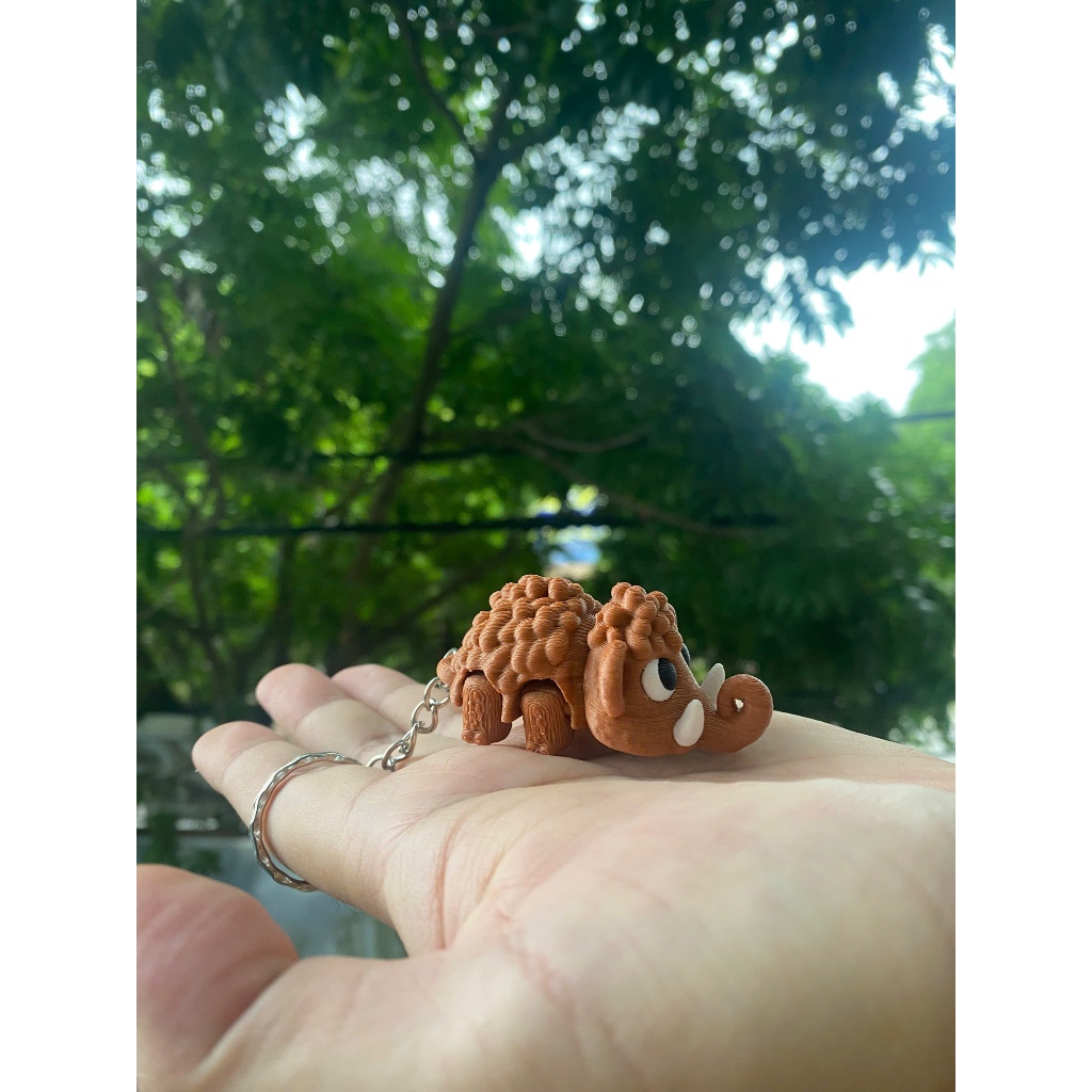 Móc Khóa Voi Ma Mút 3D Dễ Thương – Đồ Chơi Mini In PLA, Linh Hoạt, Quà Tặng Xinh Xắn