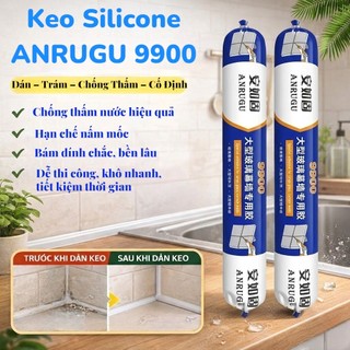 Keo Silicone ANRUGU 9900 800g Dán Kính Chịu Lực, Chống Nước, Trám Khe Nhà Tắm Cửa Kính Đa Năng