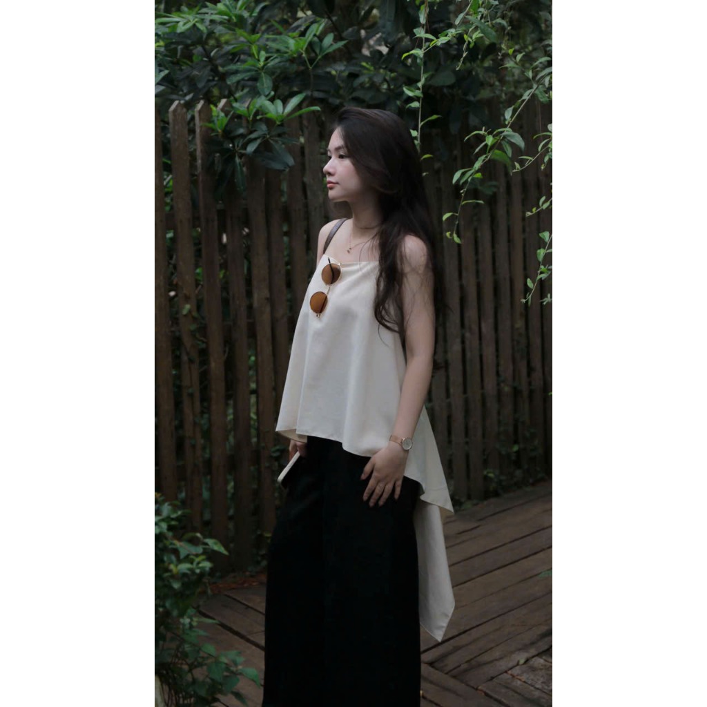 Áo Kiểu 2 Dây Hở Lưng Tà Dài Mullet Bất Đối Xứng, Áo Yếm Hai Dây Dáng Rộng Sexy Mặc Đi Biển Du Lịch CHAMIE STUDIO
