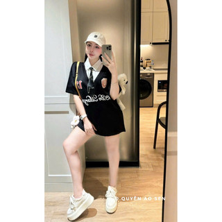 ÁO PHỐI CỒ SƠ MI KÈM CÀ VẠT CÀI GẤU HOT HIT