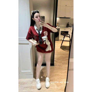 ÁO PHỐI CỒ SƠ MI KÈM CÀ VẠT CÀI GẤU HOT HIT