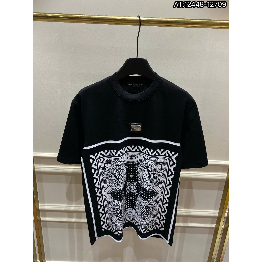 ÁO thun nam qc cổ tròn họa tiết thêu tay ngắn phong cách trẻ trung chuẩn from