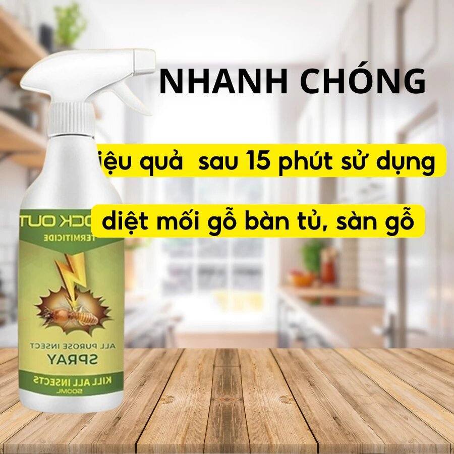 Chai Diệt Mối Mọt Siêu Mạnh KNOCK OUT PLUS, Diệt Mối Tận Gốc, Diệt Mối Mọt Gỗ, Tường, Tủ Bếp, Sàn Gỗ