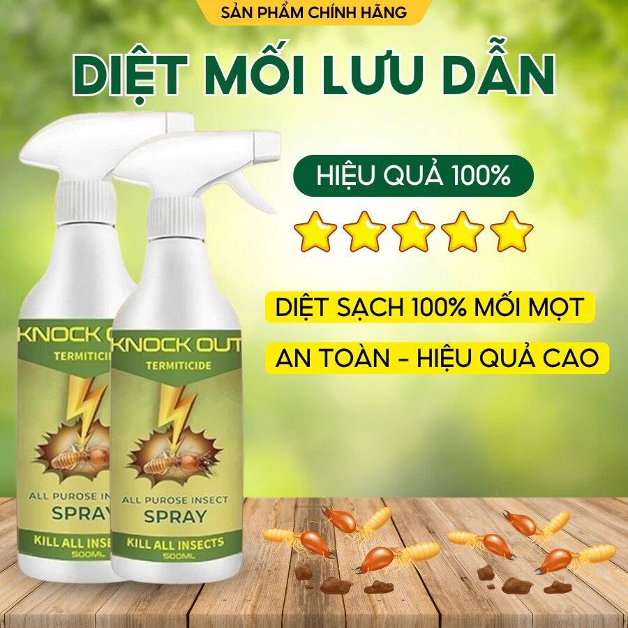 Chai Diệt Mối Mọt Siêu Mạnh KNOCK OUT PLUS, Diệt Mối Tận Gốc, Diệt Mối Mọt Gỗ, Tường, Tủ Bếp, Sàn Gỗ
