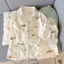 Bộ đồ ngủ (cộc tay) pyjama chất đũi vân mây mềm mát phong cách Hàn Quốc hoạ tiết dễ thương
