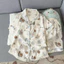 Bộ đồ ngủ (cộc tay) pyjama chất đũi vân mây mềm mát phong cách Hàn Quốc hoạ tiết dễ thương