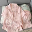 Bộ đồ ngủ (cộc tay) pyjama chất đũi vân mây mềm mát phong cách Hàn Quốc hoạ tiết dễ thương