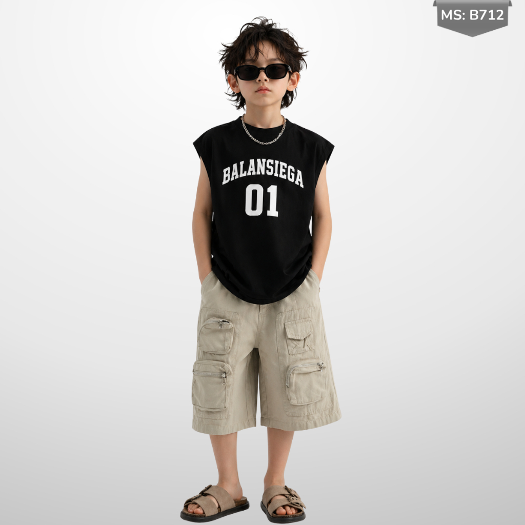 Áo Thun Ngắn Tay Mùa Hè Cho Bé Trai, Bé Gái In Hình Năng Động, Cổ Tròn B712 | JJ Kids Fashion