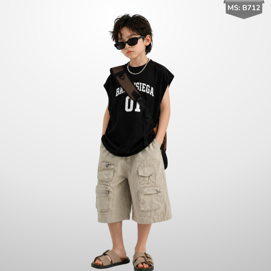 Áo Thun Ngắn Tay Mùa Hè Cho Bé Trai, Bé Gái In Hình Năng Động, Cổ Tròn B712 | JJ Kids Fashion